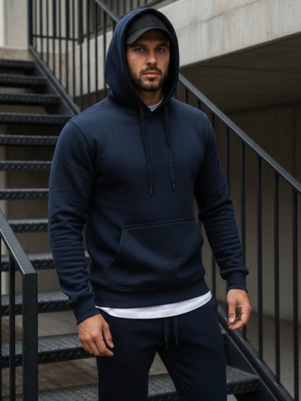 PÁNSKÁ MODRÁ MIKINA S KAPUCÍ (Velikost M)