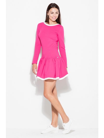 SPORTOVNÍ ŠATY S VOLÁNOVOU SUKNÍ K266 FUCHSIA (Velikost L)