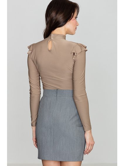 BLŮZA S VOLÁNKY NA RAMENI K438 BEIGE