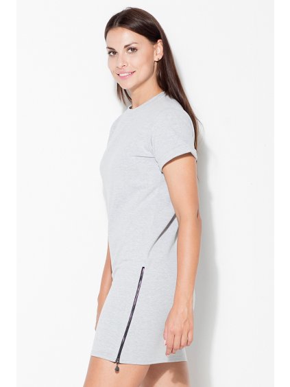 ŠEDÉ SPORTOVNÍ ŠATY SE ZIPEM K349 GREY (Velikost L)