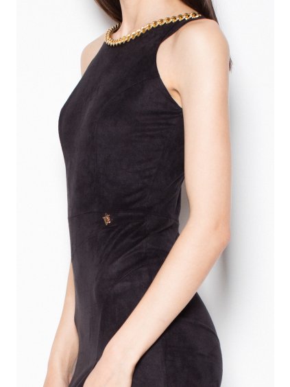 ČERNÉ SEMIŠOVÉ ŠATY S ROZPARKEM VT059 BLACK