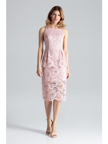 ELEGANTNÍ RŮŽOVÉ ŠATY M640 PINK (Velikost S)