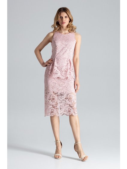 ELEGANTNÍ RŮŽOVÉ ŠATY M640 PINK (Velikost S)