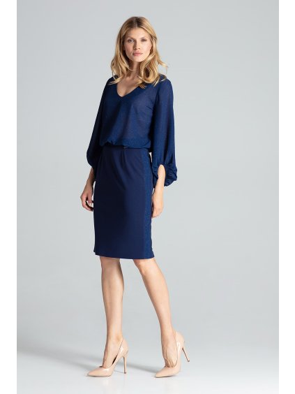 ELEGANTNÍ SUKNĚ ROVNÉHO STŘIHU M688 NAVY