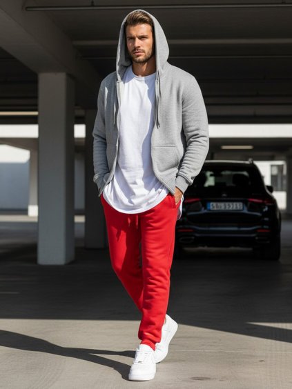 PÁNSKÉ ČERVENÉ TEPLÁKY (Velikost M)