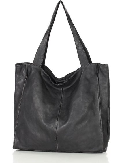 MARCO MAZZINI ČERNÁ KOŽENÁ SHOPPER KABELKA (Velikost ONE SIZE)
