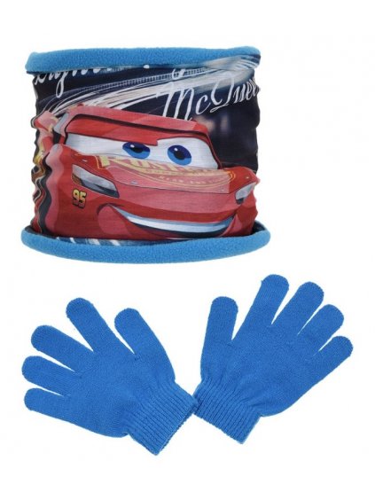 DISNEY CARS MODRÝ NÁKRČNÍK + RUKAVICE (Velikost ONE SIZE)