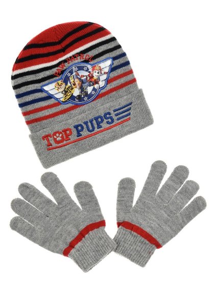 ŠEDÝ SET ČEPICE A RUKAVIC PAW PATROL