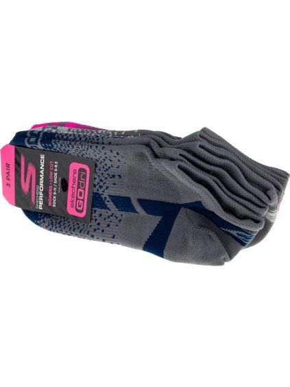 ŠEDO-MODRÁ SADA PONOŽEK SKECHERS 3PK WOMENS NON TERRY LOW CUT