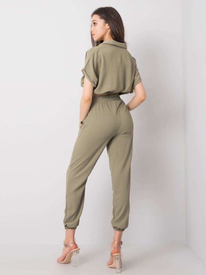 KHAKI DÁMSKÁ LEHKÁ SOUPRAVA S KNOFLÍKY