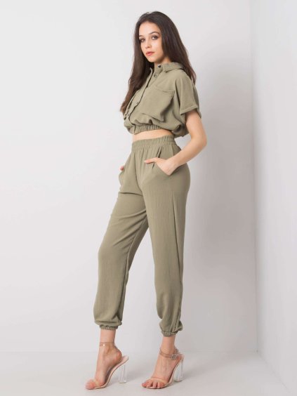 KHAKI DÁMSKÁ LEHKÁ SOUPRAVA S KNOFLÍKY