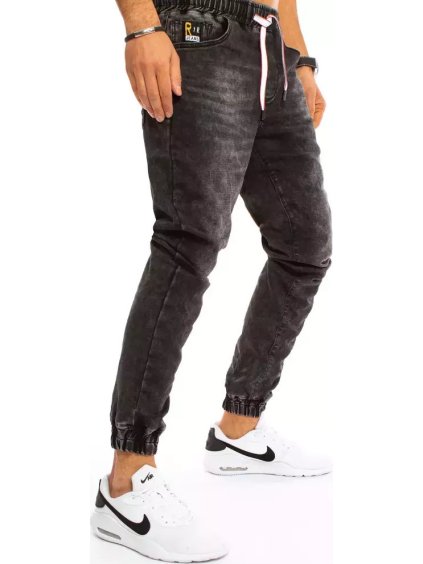 ČERNÉ JOGGERY NA OZDOBNOU ŠŇŮRKU