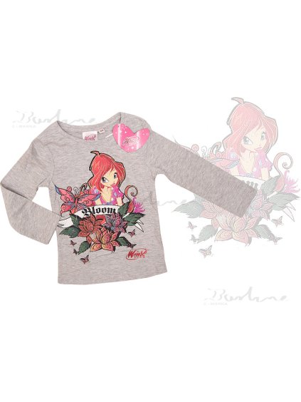 WINXCLUB DÍVČÍ ŠEDÉ TRIČKO S DLOUHÝM RUKÁVEM