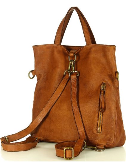 HNĚDÁ DÁMSKÁ KOŽENÁ SHOPPER KABELKA / BATOH MARCO MAZZINI