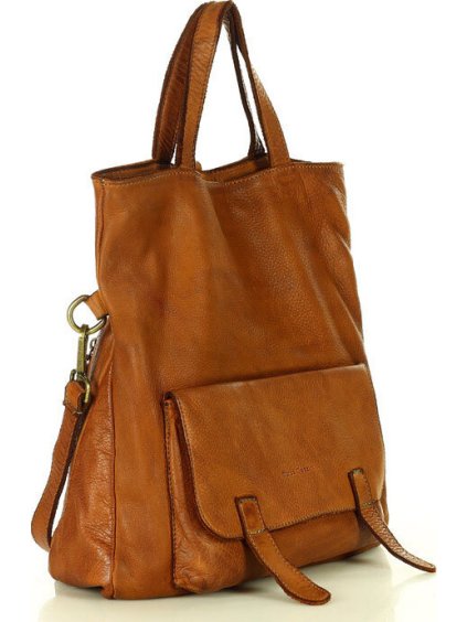 HNĚDÁ DÁMSKÁ KOŽENÁ SHOPPER KABELKA / BATOH MARCO MAZZINI