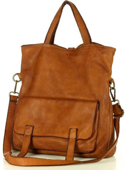 HNĚDÁ DÁMSKÁ KOŽENÁ SHOPPER KABELKA / BATOH MARCO MAZZINI
