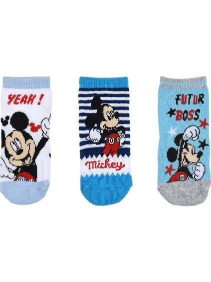 MICKEY MOUSE MODRÉ CHLAPECKÉ PONOŽKY - 3 PÁRY