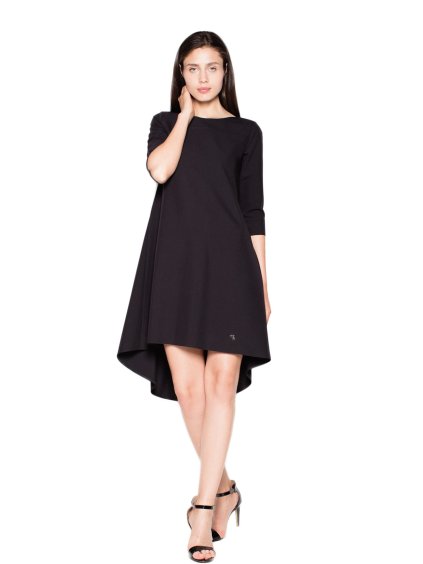 ČERNÉ ŠATY S ASYMETRICKOU SUKNÍ VT073 BLACK