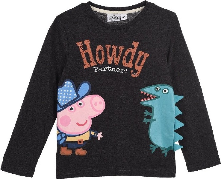 TMAVĚ ŠEDÉ TRIČKO S DLOUHÝM RUKÁVEM PEPPA PIG