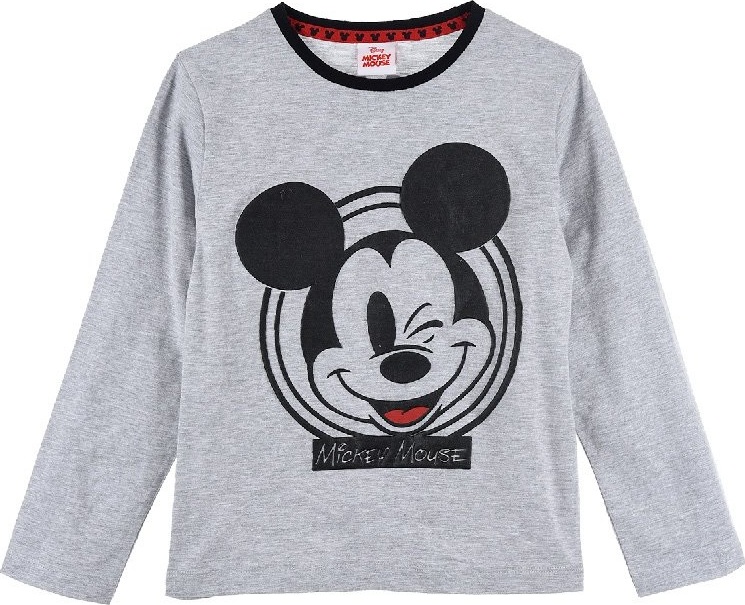 ŠEDÉ CHLAPECKÉ TRIČKO S DLOUHÝM RUKÁVEM MICKEY MOUSE