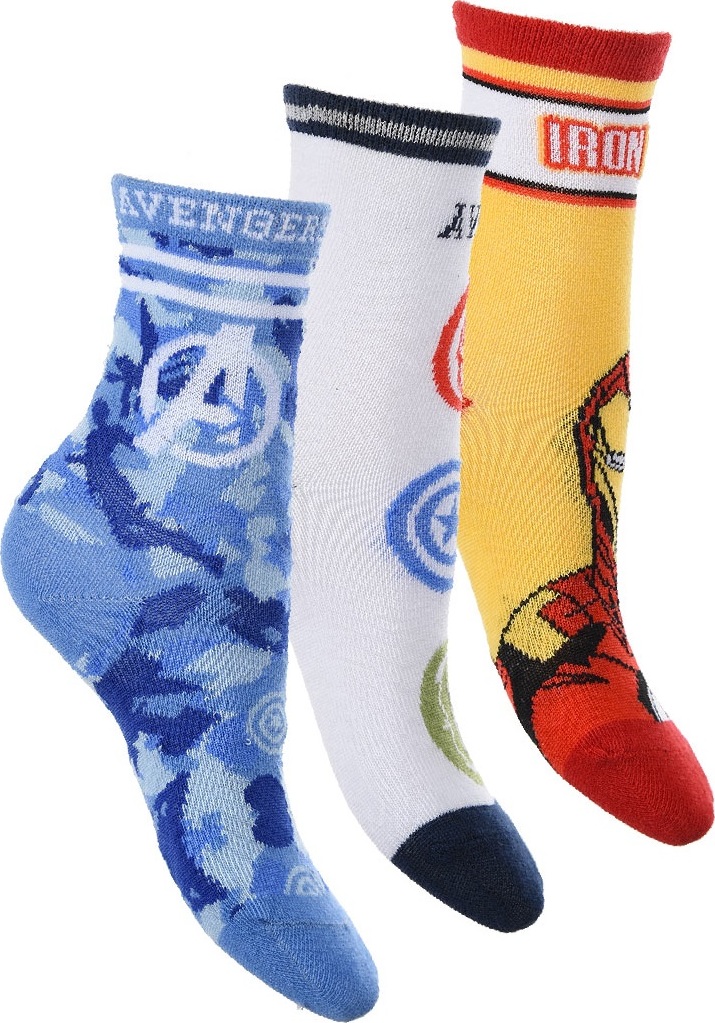 TROJBALENÍ PONOŽEK MARVEL AVENGERS  - MODRÁ/BÍLÁ/ŽLUTÁ