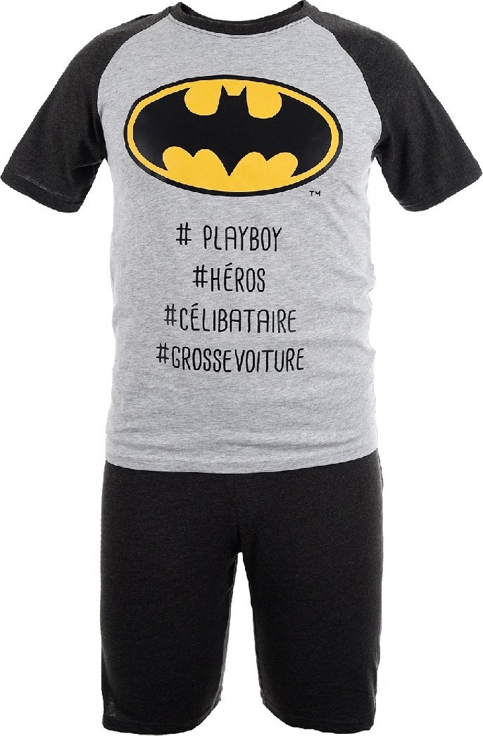 ŠEDO-ČERNÉ KRÁTKÉ PÁNSKÉ PYŽAMO BATMAN