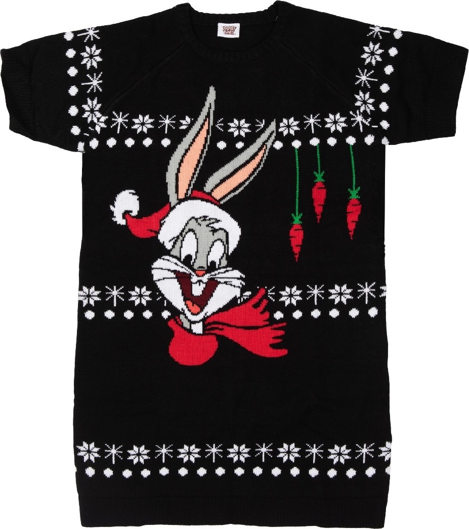 ČERNÉ PLETENÉ VÁNOČNÍ ŠATY LOONEY TUNES