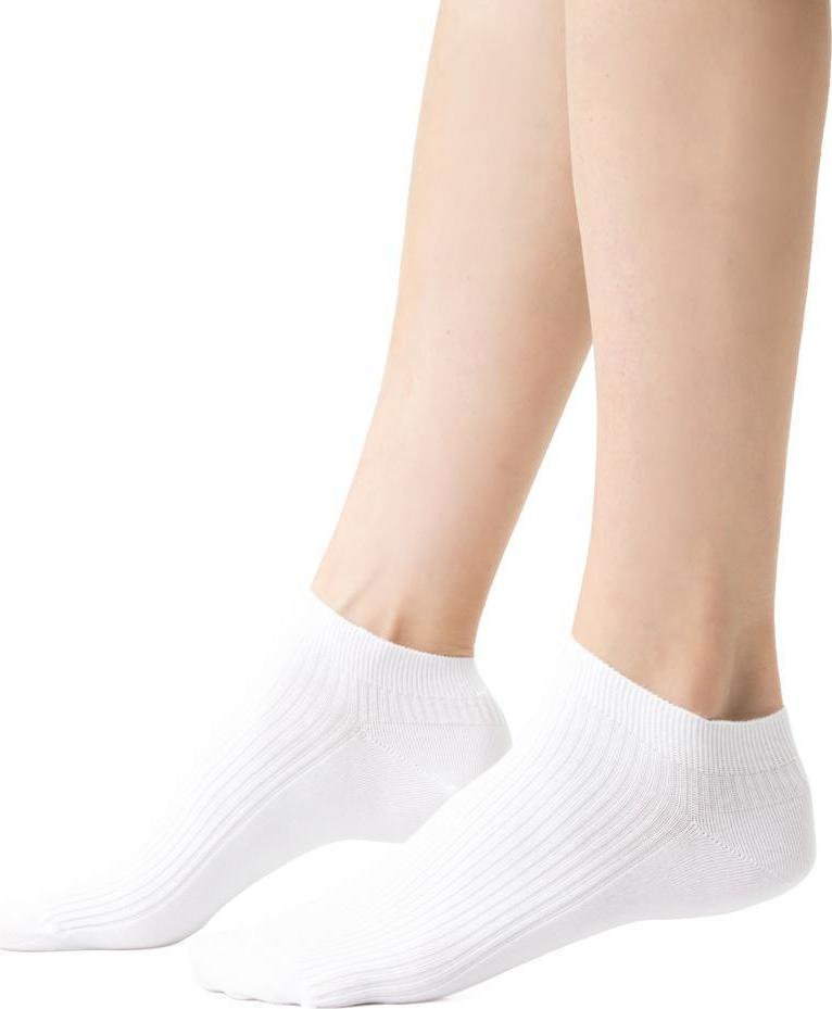 BÍLÉ KOTNÍKOVÉ ŽEBROVANÉ DÁMSKÉ PONOŽKY  ART.137 MN001,  WHITE