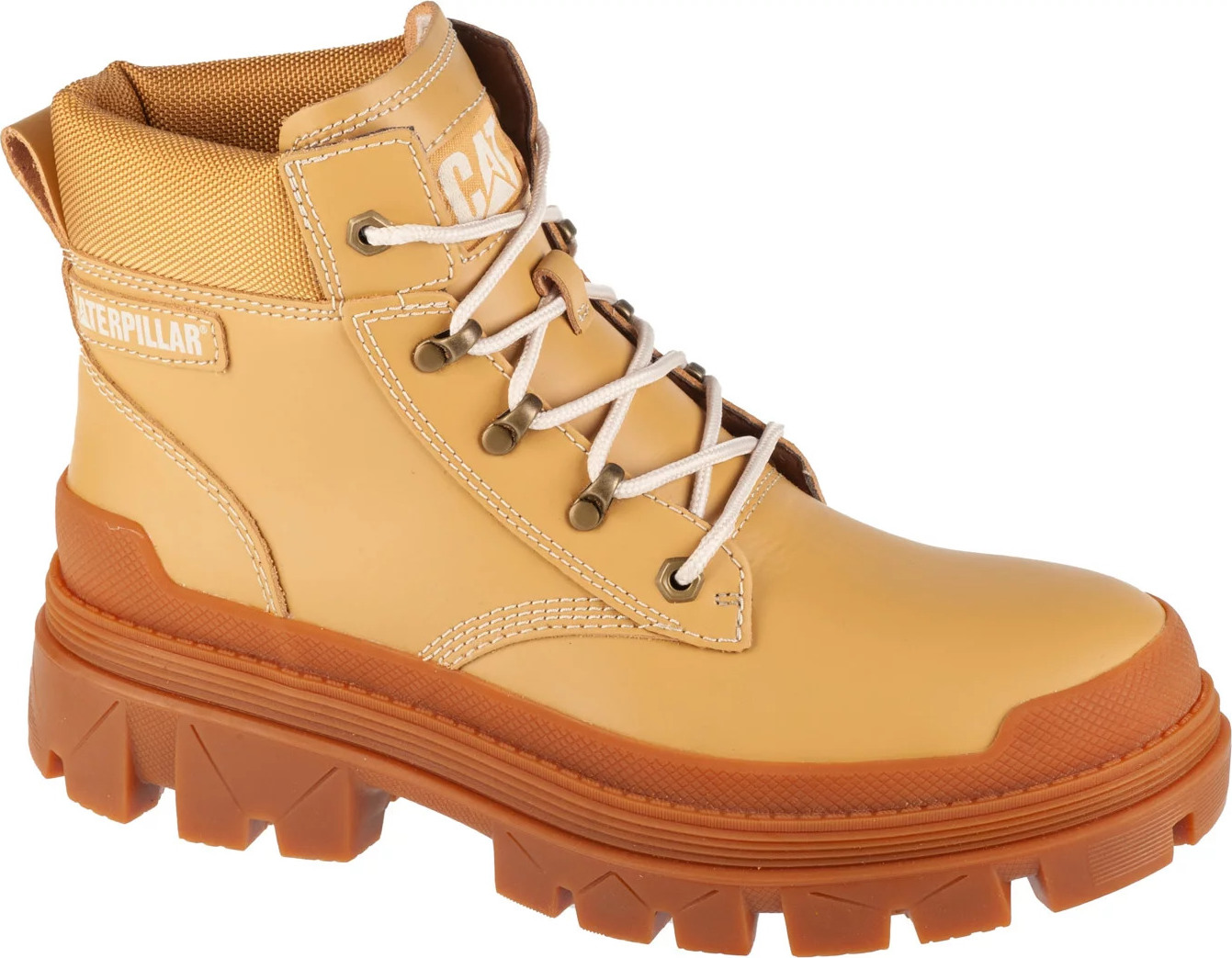 BÉŽOVÉ PÁNSKÉ KOŽENÉ KOTNÍKOVÉ BOTY CATERPILLAR COLORADO HARDWEAR WP