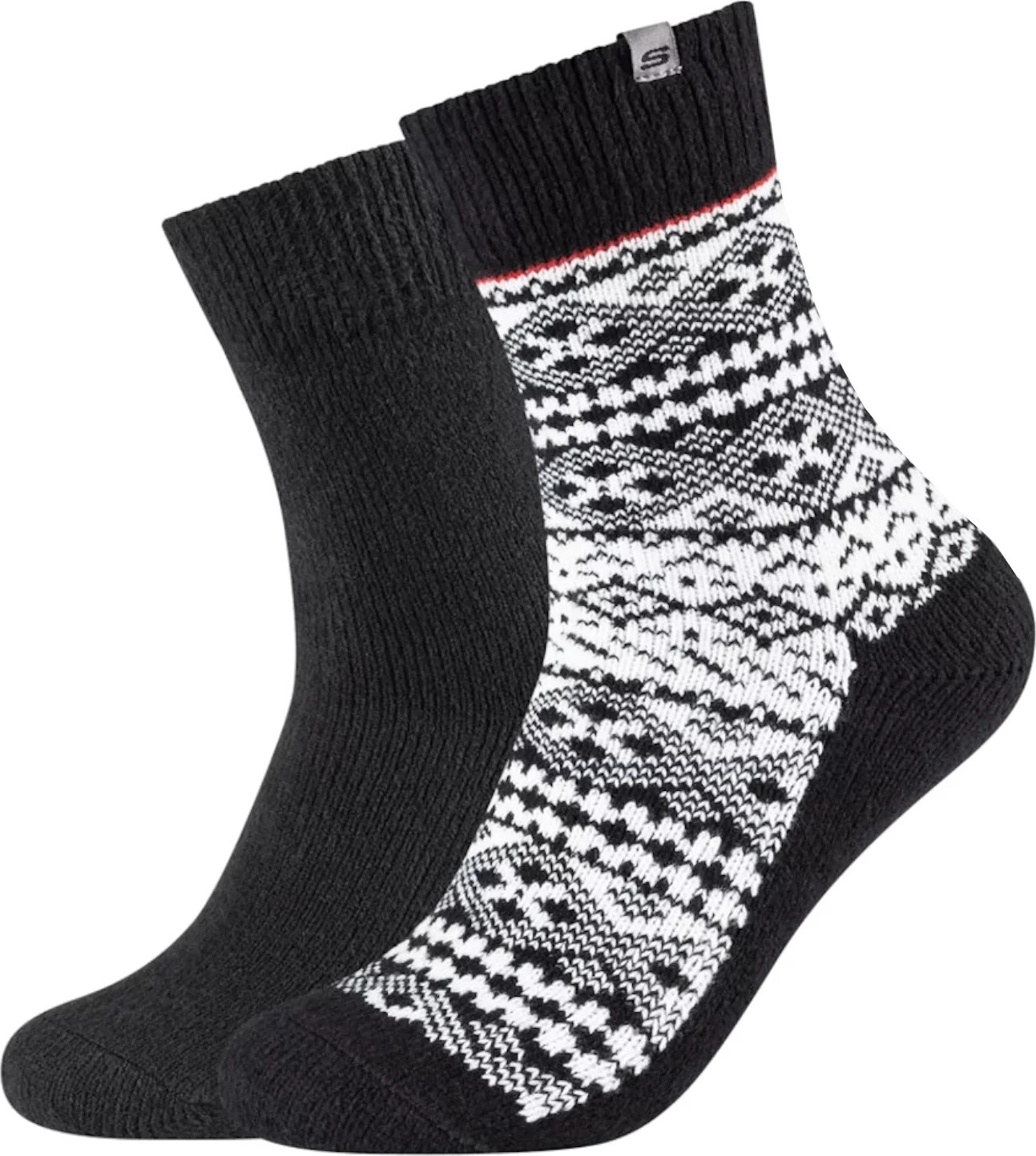 BÍLO-ČERNÉ PÁNSKÉ VÁNOČNÍ PONOŽKY SKECHERS 2PPK MEN CASUAL FASHION JACQUARD SOCKS (Velikost 39/42)