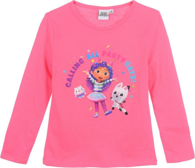 RŮŽOVÉ DÍVČÍ TRIČKO S DLOUHÝM RUKÁVEM GABBY'S DOLLHOUSE (Velikost 98)