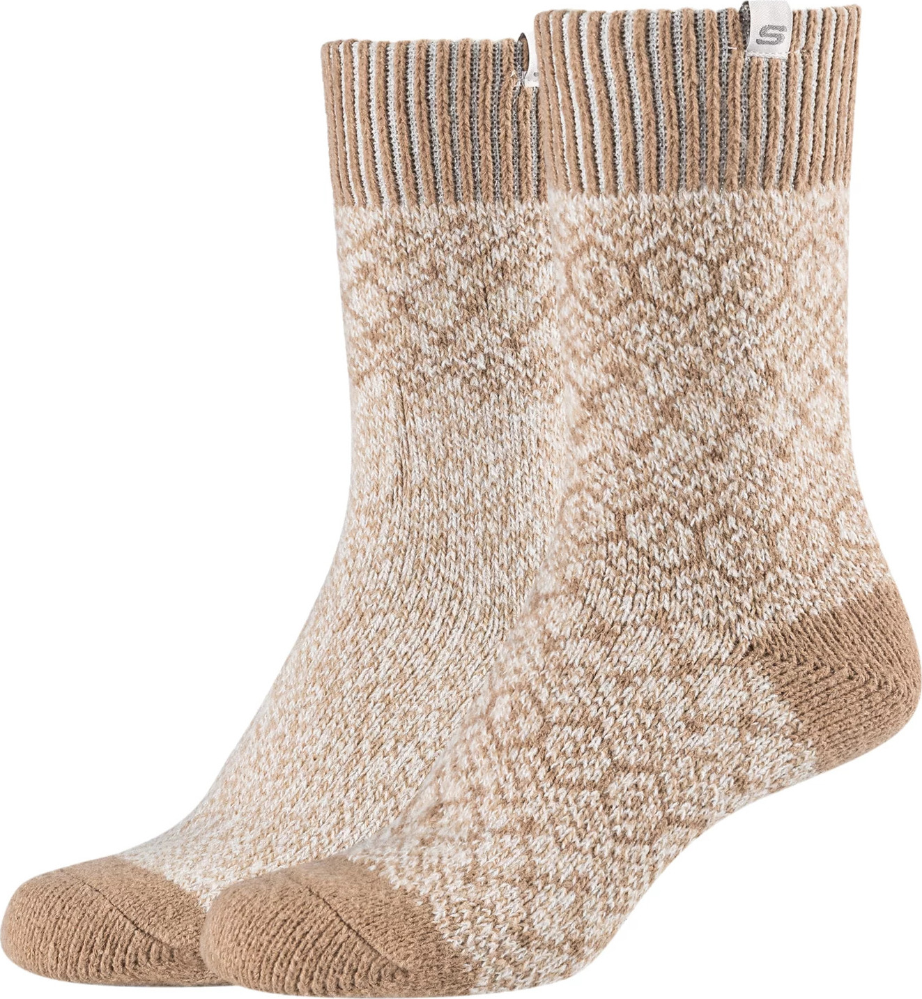 BÉŽOVÉ VZOROVANÉ PONOŽKY SKECHERS 2PPK WM CASUAL COZY JACQUARD SOCKS