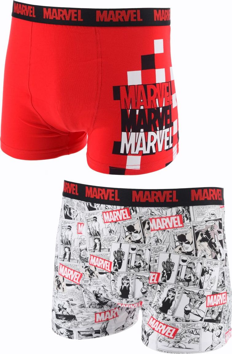 SADA 2 PÁNSKÝCH BOXEREK MARVEL - ČERVENÁ/ŠEDÁ