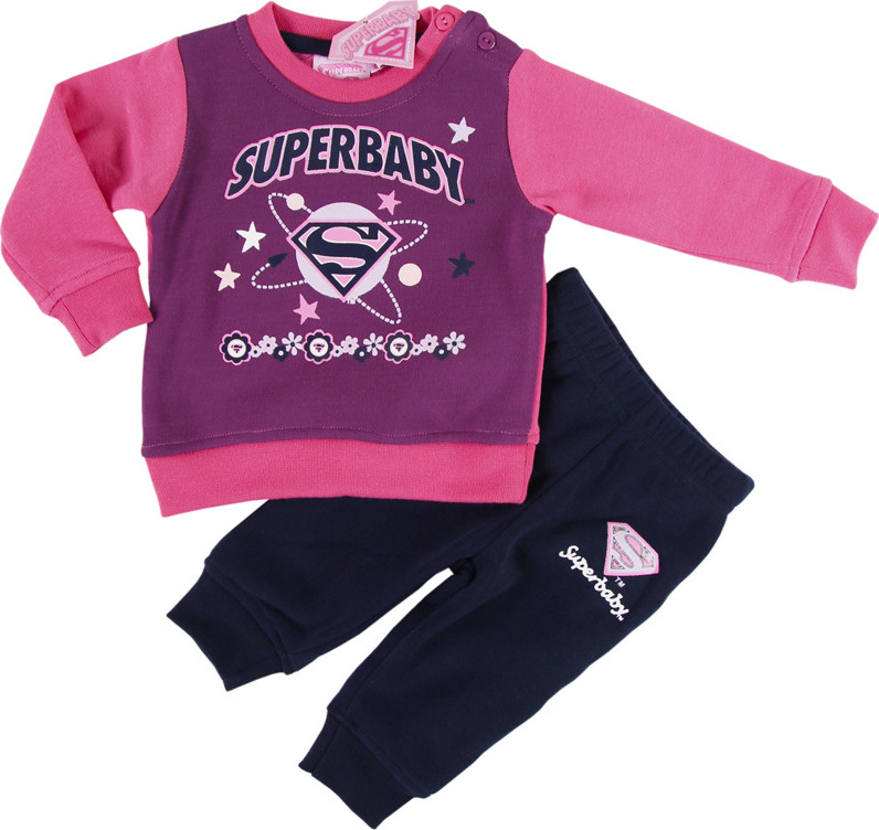 SUPER BABY RŮŽOVÁ TEPLÁKOVÁ SOUPRAVA
