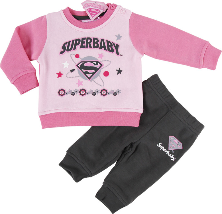 SUPER BABY DÍVČÍ SVĚTLE RŮŽOVÁ TEPLÁKOVÁ SOUPRAVA