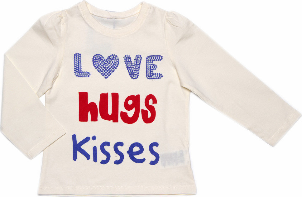 SMETANOVÉ DÍVČÍ TRIČKO ''LOVE HUGS KISSES'' (Velikost 86)