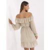 BÉŽOVÉ ŠATY S VOLÁNKEM (Velikost ONE SIZE)