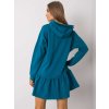 MODRÉ DÁMSKÉ MIKINOVÉ ŠATY S VOLÁNEM (Velikost S/M)