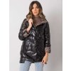 ČERNÁ DÁMSKÁ LESKLÁ PROŠÍVANÁ ZIMNÍ BUNDA (Velikost S)