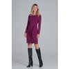 FUCHSIOVÉ MINI ŠATY S OZDOBNÝM VOLÁNKEM (Velikost S)