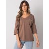 HNĚDÉ DÁMSKÉ TRIČKO S VÝSTŘIHEM (Velikost S/M)