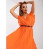 ORANŽOVÉ ŠATY MARINE S PLISOVÁNÍM A PSANÍČKOVÝM VÝSTŘIHEM (Velikost ONE SIZE)