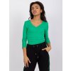 ZELENÉ ŽEBROVANÉ TRIČKO ALISSIA S KRAJKOU NA RUKÁVECH (Velikost S)