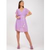 SVĚTLE FIALOVÉ LEHKÉ ŠATY S HÁČKOVANÝM LEMOVÁNÍM (Velikost ONE SIZE)