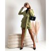 (VEL. XS/S) KHAKI ELEGANTNÍ BLEJZR S OPASKEM S KAPSOU (Velikost XS/S)