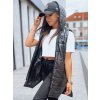 ČERNÁ DLOUHÁ PROŠÍVANÁ VESTA ASTIA S APLIKACÍ "LA" (Velikost S)