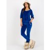 KOBALTOVÝ VELUROVÝ KOMPLET TRIČKA A KALHOT S LEMOVÁNÍM (Velikost S/M)