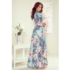 (VEL. L) MODRÉ MAXI ŠATY S KVĚTINOVÝM VZOREM UMA (Velikost L)