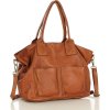 HNĚDÁ KOŽENÁ PROSTORNÁ SHOPPER KABELKA MARCO MAZZINI (Velikost ONE SIZE)