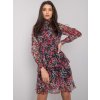 (VEL. XL) ČERNO-RŮŽOVÉ DÁMSKÉ KVĚTINOVÉ ŠATY (Velikost XL)
